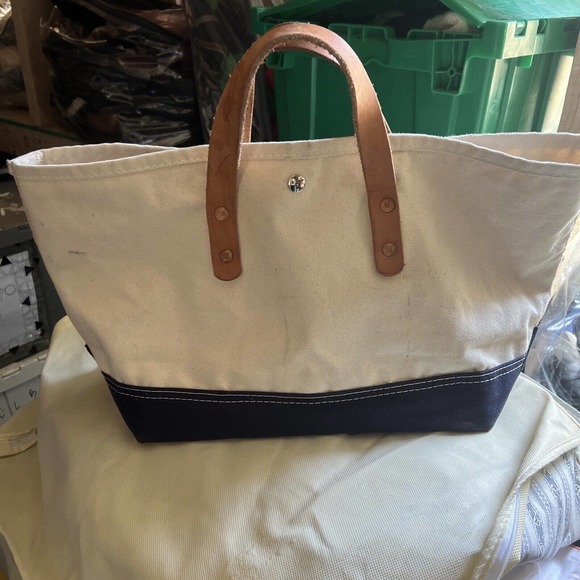 Vtg Ralph Lauren RL Paint Canvas leather strap tote bag RARE - Picture 5 of 7